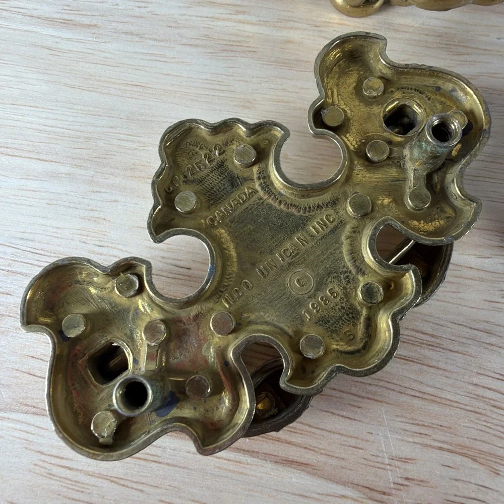 Lot of 12 Vintage 1985 Ilco UNICAN, INC. Canada Brass Drawer Pull 3.5